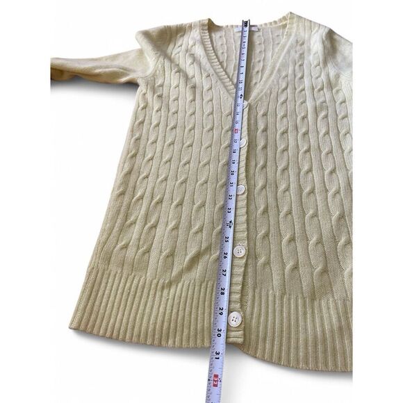 UNGER COLLECTION Women’s M Cashmere cardigan Light yellow Button Up Long Sleeve - Picture 7 of 11